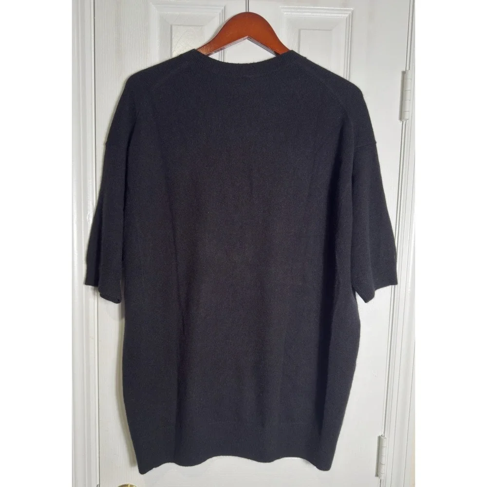 Vince 100% Cashmere Slouch Tunic Sweater Black Medium Elbow Sleeve - Picture 7 of 8